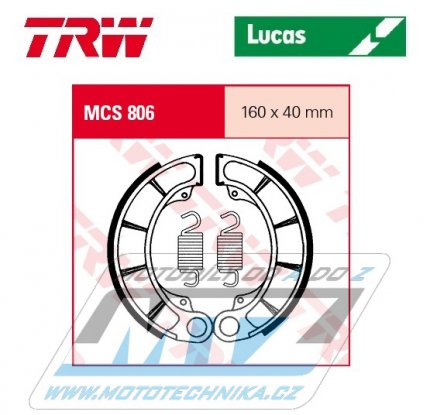 Brzdové obložení (brzdové pakny) TRW Lucas MCS806 - Honda CB500 + CX500 + CX500C Custom + GL500D Silverwing + TRX500FA Fourtrax + TRX500FE Fourtrax Foreman + TRX500FPA Fourtrax Foreman + VT600C Shadow + CBX650E + CX650C Custom + GL650D Goldwing ...