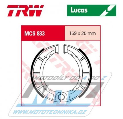 Brzdové obložení (brzdové pakny) TRW Lucas MCS833 - Yamaha YFB250 Timberwolf + YFM250 Bear Tracker + YFM350ER + YFM350UH, UJ, UK
