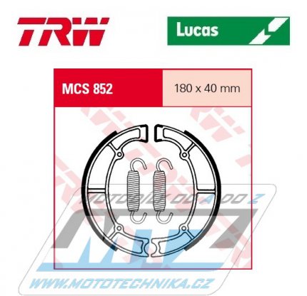 Brzdové obložení (brzdové pakny) TRW Lucas MCS852 - Kawasaki Z400G Custom + Z400J + EN450 + EN500 + Z550F + Z550GT + Z550LTD + ZL600 Eliminator + Z650 + Z650F + VN750 + Z750LTD + Z750LTD Twin + Z750LTD Twin Beltdrive + VN800 + VN800 Classic