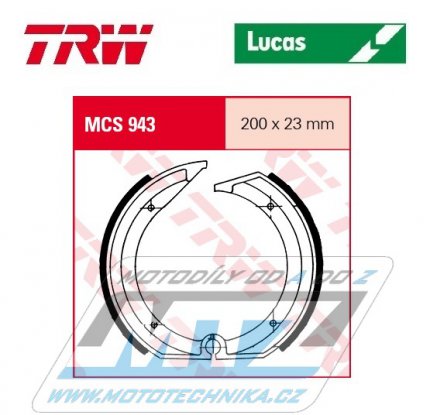 Brzdové obložení (brzdové pakny) TRW Lucas MCS943 - BMW K75 750/2 rear / 89-96 + R80RT 800/2 rear / 89-95