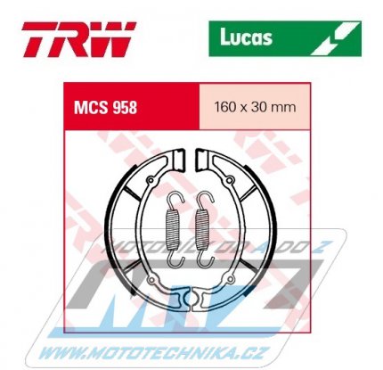 Brzdové obložení (brzdové pakny) TRW Lucas MCS958 - MBK YP150 Skyliner + YP250 Skyliner + Sinnis Vista QM125 + Yamaha XS250 + YP250 Majesty + YFM350 Bruin + YFM350FW Big Bear + YFM350FWA Grizzly 4WD + YFM350FWAN Grizzly 4WD + YFM350 Grizzly 2WD ...