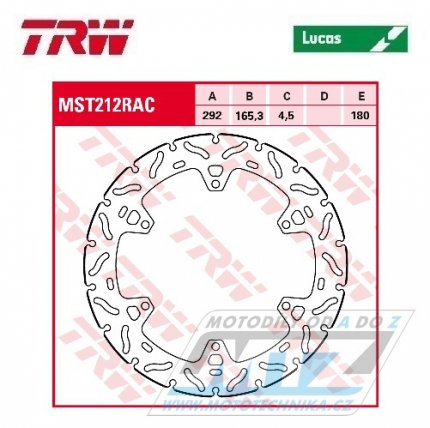 Kotou brzdov TRW MST212RAC (292/165/6D) - zubat design - Yamaha MT125 / 14-19 + YZF R125 / 14-19