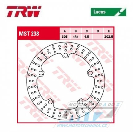 Kotouč brzdový TRW MST238 (305/181/5D) - BMW R1100S / 98-00+R1200GS / 04-18+R1200GS Adventure / 06-18