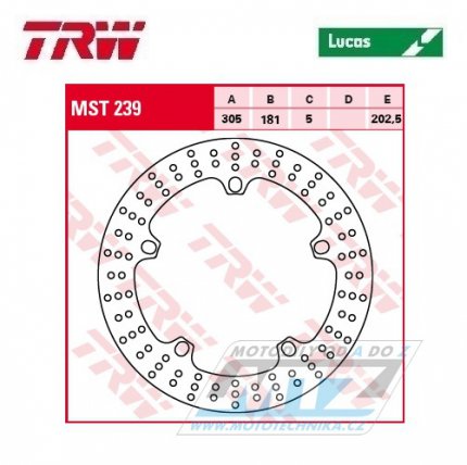 Kotouč brzdový TRW MST239 (305/181/5D) - BMW F750GS+F850GS+R850 + R1100+R1100RT + R1150GS+K1200+R1200+HP2 + R1250GS+R1250R+R1250RS+R1250RT