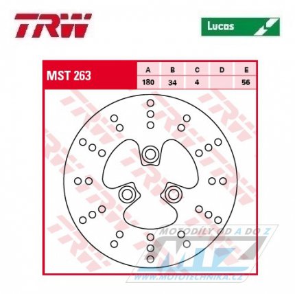 Kotouč brzdový TRW MST263 (180/34/3D) - Suzuki AP50 / 95-98 + AY50 Katana / 97-04 + TR50 / 97-00 + UF50 / 00-01 + UX50 / 99-00 + UG110 / 98-02 + AN125 / 95-00