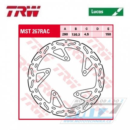 Kotouč brzdový TRW MST267RAC (290/141/6D) - Kawasaki Z125 / 19-21 + Ninja 125 / 19-21 + Z300 / 15-16 + Ninja 300 / 13-16 + Versys 300X / 17-20