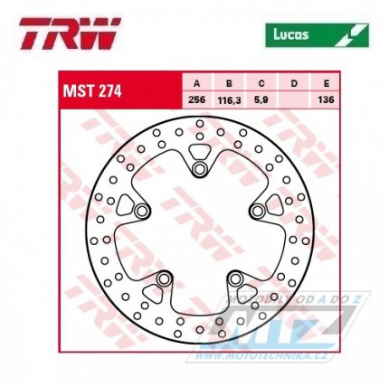 Kotou brzdov TRW MST274 (256/116/5D) - Honda CB1100 / 13-16 + CB1100EX / 14-
