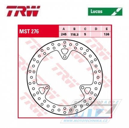 Kotou brzdov TRW MST276 (245/116/3D) - Yamaha RA125X-Max / 17-18 + YP125X-Max / 14-16 + YP250X-Max / 10-16