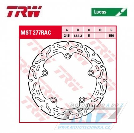 Kotouč brzdový TRW MST277RAC (245/132/5D) - Yamaha MT-07 + Tracer700 + XSR700 + MT-09 + Tracer900 + XSR900