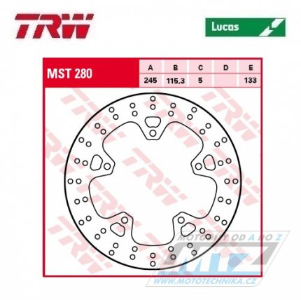 Kotou brzdov TRW MST280 (245/115/5D) - Yamaha XJ6 F Diversion / 09-16 + XJ6N / 09-15 + XJ6S Diversion / 09-16