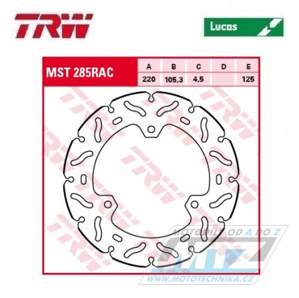 Kotouč brzdový TRW MST285RAC (220/105/3D) - zubatý design - Yamaha YZF-R25 + YZF-R3 + MT-250+MT-03