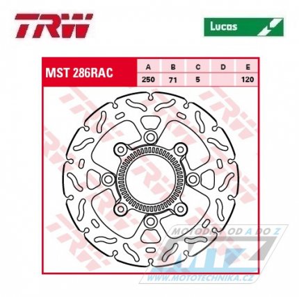 Kotou brzdov TRW MST286RAC (250/71/4D) - zubat design - Kawasaki KLE650Versys / 15- + EN650VulcanS / 15-