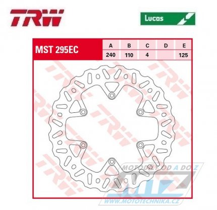 Kotou brzdov TRW MST295EC (240/110/6D) - Beta RR125+RR200+RR250+RR300 + RR350+RR390+RR400+RR430 + RR450+RR480+RR498 + Xtrainer
