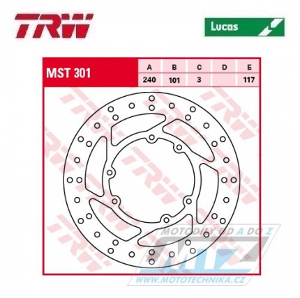 Kotouč brzdový TRW MST301 (240/101/6D) - Honda CR125+CR250+CR500 + CRF250R+CRF250RX+CRF250X+CRF450R+CRF450RX+CRF450X