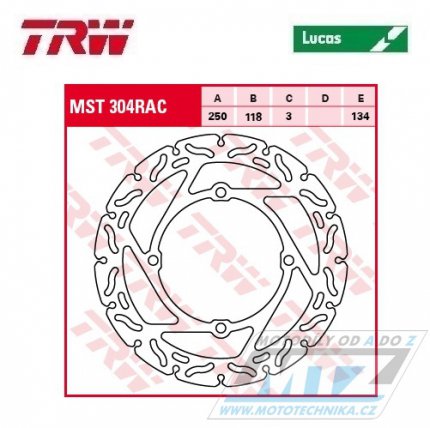 Kotouč brzdový TRW MST304RAC (250/118/4D) - Suzuki RMZ250 / 07-18 + RMZ450 / 05-17 + RMX450Z / 10-19