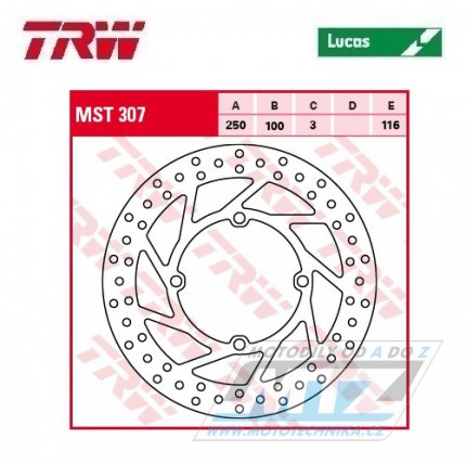 Kotou brzdov TRW MST307 (250/100/4D) - Kawasaki KX125 / 03-05+KX250 / 03-05+KXF250 / 04-05+KDX125 / 90-99+KDX200 / 95-06+KDX220R / 97-05+KLX250 / 06-10 + Suzuki RMZ250 / 04-06