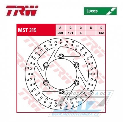 Kotouč brzdový TRW MST315 (290/121/6D) - Suzuki DR650SE / 96-20