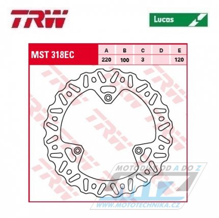 Kotou brzdov TRW MST318EC (220/100/3D) - Yamaha YZ85 / 02-25 + YZ80 / 93-01 + Suzuki RM85 / 05-23