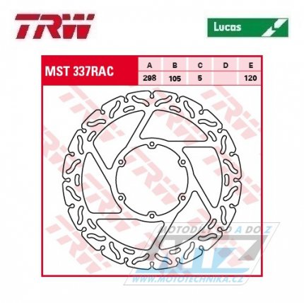 Kotouč brzdový TRW MST337RAC (298/105/6D) - zubatý design - BMW F650 / 94-01 + F650GS Dakar / 00-08 + F650GS / 08-09 + F650ST / 97-01 + F800GS / 09-10 + Husqvarna TR650 + Aprilia 650 Pegaso
