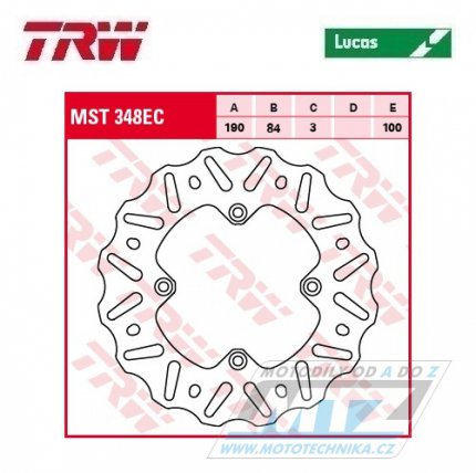 Kotou brzdov TRW MST348EC (190/84/4D) - Yamaha YZ65 / 18-25 + YZ80 / 93-01 + YZ85 / 02-25