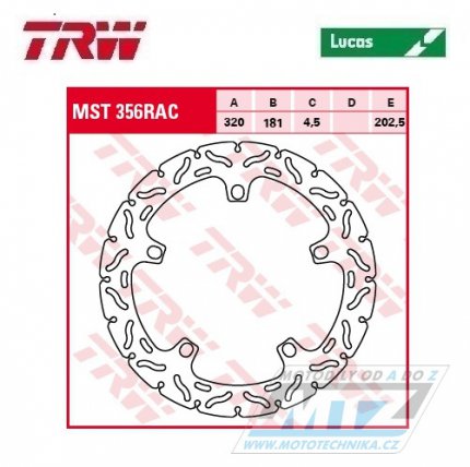 Kotouč brzdový TRW MST356RAC (320/181/5D) -zubatý desing - BMW F800+S1000RR+K1200R + R1200HP2+R1200