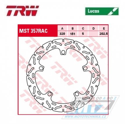 Kotou brzdov TRW MST357RAC (320/181/5D) - zubat design - BMW F800GT+R850+S1000 + R1100S+R1150+K1200+R1200 + K1300+K1600