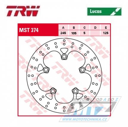 Kotouč brzdový TRW MST374 (245/105/5D) -Yamaha FZ6N+FZ6S Fazer+MT03 660+FZ1 Fazer