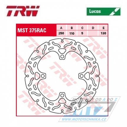 Kotouč brzdový TRW MST375RAC (250/110/4D) - zubatý desing - Kawasaki Z750 / 11-14 + Z800 / 13-16 + Z1000 / 07-17