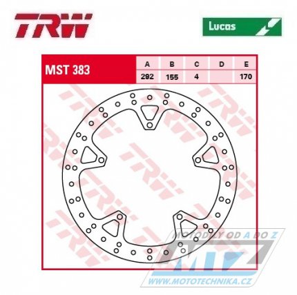 Kotouč brzdový TRW MST383 (292/155/5D) - Yamaha YZF R125 / 08-13