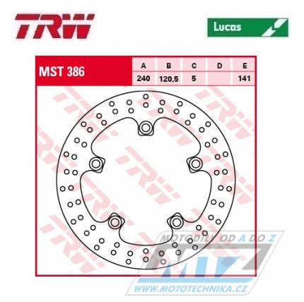 Kotou brzdov TRW MST386 (240/120/5D) - Suzuki GSR600+GSR750 + SFV650 Gladius+GSF650 Bandit+GSF1200 Bandit+GSF1250 Bandit + GSX650F+GSX1250F + GW250Inazuma