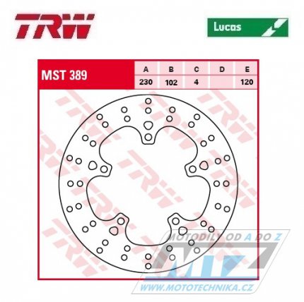 Kotou brzdov TRW MST389 (230/115/6D) - Yamaha YZF R125 / 08-13