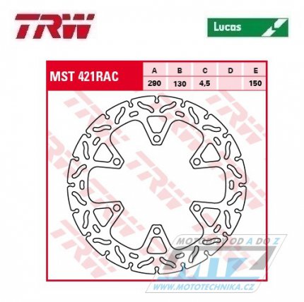 Kotouč brzdový TRW MST421RAC (290/130/6D) - zubatý design - Kawasaki EX250 Ninja / 07-14
