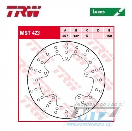 Kotouč brzdový TRW MST423 (267/132/5D) - Yamaha FZ8N + FZ8S + RA 125X-MAX + YP125R X-Max / YP250R X-Max + RA300X-MAX + RA400X-MAX + YP400Majesty