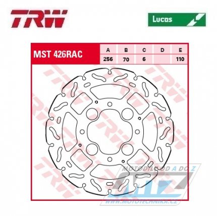 Kotouč brzdový TRW MST426 (256/70/4D) - zubatý desing - Honda VFR800 / 06-13 + VFR800 Crossrunner / 11-14 + CB1000 / 08-16