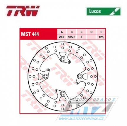 Kotou brzdov TRW MST444 (255/105/4D) - Triumph Tiger800+SpeedTriple1050 + Sprint1050 + Tiger1050 + Bonneville1200 + Scrambler1200