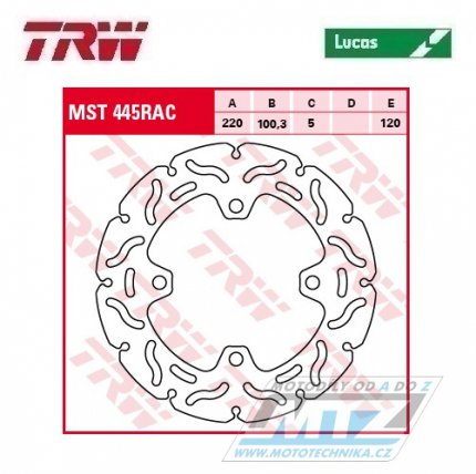 Kotou brzdov TRW MST445RAC (220/100/4D) - Kawasaki ZX6R Ninja / 13-17 + ZX10R Ninja / 10-16 + ZX10RR Ninja / 16