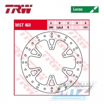 Kotouč brzdový TRW MST460 (290/120,8/6D) - Suzuki GW250 Inazuma / 13-17