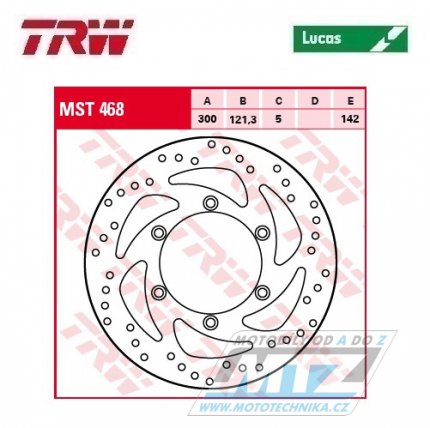 Kotouč brzdový TRW MST468 (300/121,3/6D) - Suzuki XF650Freewind / 97-02 + VL800Intruder / 05-17 + VL800Volusia / 01-05