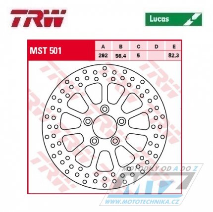 Kotou brzdov TRW MST501 (292/56/5D) - Harley Davidson XL883+XL1200 + FLHR+FLHRCI+FLHRI+FLHRS+FLHRSI + FLHT+FLHTC+FLHTCI+FLHTCUI + FLHTI+FLHXI+FLSTC+FLSTCI + FLSTF+FLSTFI+FLSTI+FLSTS + FLSTSCI+FLTRI+FXD+FXDCI+FXDI+FXDL+FXDLI + FXDS+FXDWG + dal
