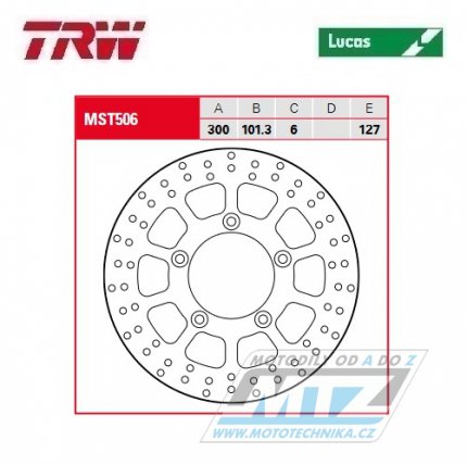 Kotouč brzdový TRW MST506 (300/101/5D) - Harley Davidson VRSCD+VRSCDX+VRSCR+VRSCAW+VRSCDX+VRSCF+VRSCX