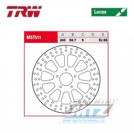 Kotou brzdov TRW MST511 (300/56/5D) - Harley Davidson FLHR+FLHRC+FLHT1+FLHTC+FLHTCU+FLHX+FLTRU+FLTRX + FLD+FLHTCUL+FLHTK+FLTRXS1+FLHTKL+FLHX+FLHXS + FXBB+FXBR+FXFB+FLHTKSE1+FLFBS+FLHCS+FLHXSE+FLHTKSE