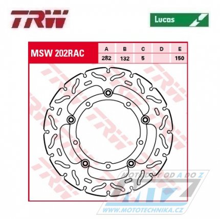 Kotou brzdov plovouc TRW MSW202RAC (282/132/5D) - zubat design Yamaha MT07 + Tracer7 + XSR700 + XTZ700Tenere