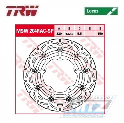 Kotouč brzdový plovoucí TRW MSW204RAC-SP (320/132/5D) - zubatý design Yamaha YZF-R6 + MT10 + YZF-R1