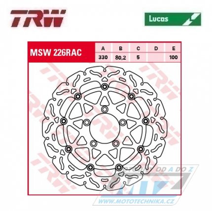 Kotouč brzdový plovoucí TRW MSW226RAC (330/80/5D) - zubatý design - Kawasaki ZX10R Ninja / 16