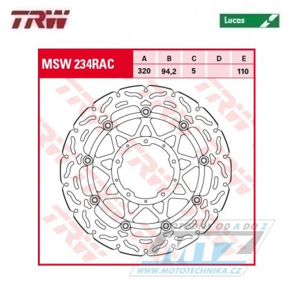 Kotouč brzdový plovoucí TRW MSW234SP (320/94/5D) - kulatý design - Honda CBR1000Fireblade / 17-19
