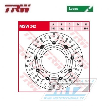 Kotouč brzdový plovoucí TRW MSW242 (310/132/5D) - kulatý design - Yamaha YZF R6+FZ8N+FZ8S + YZF R1 + XT1200