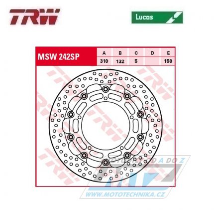 Kotou brzdov plovouc TRW MSW242SP (310/132/5D) - kulat design - Yamaha YZF R6+FZ8N+FZ8S + YZF R1 + XT1200