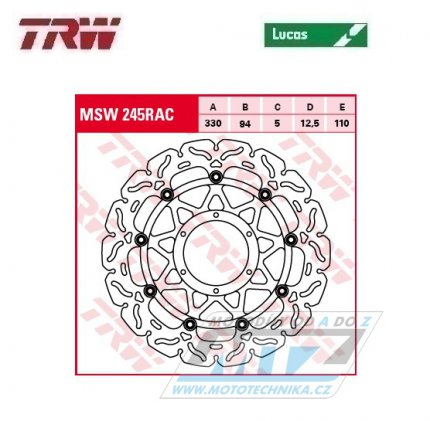 Kotouč brzdový plovoucí TRW MSW245RAC (330/94/6D) - zubatý design - Honda CBR900RR / 01-03 + CBR929RR Fireblade / 00-01 + CBR954RR Fireblade / 02-03