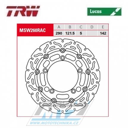 Kotou brzdov plovouc TRW MSW260RAC (290/121,5/5D) - zubat design - Suzuki GSF650 Bandit / 05-06 Suzuki SFV650 Gladius / 09-16 Suzuki SV650 / 07-19