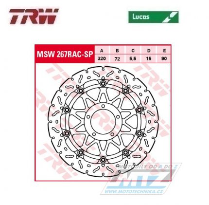 Kotou brzdov plovouc TRW MSW267RAC-SP (320/72/5D) - zubat design - Ducati Panigale899 / 14-15 + Panigale959 / 16-